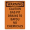 Signmission Safety Sign, OSHA WARNING, 10" Height, Caution Gas Pit Drains To Bayou, Portrait OS-WS-D-710-V-13019 - alternate 1